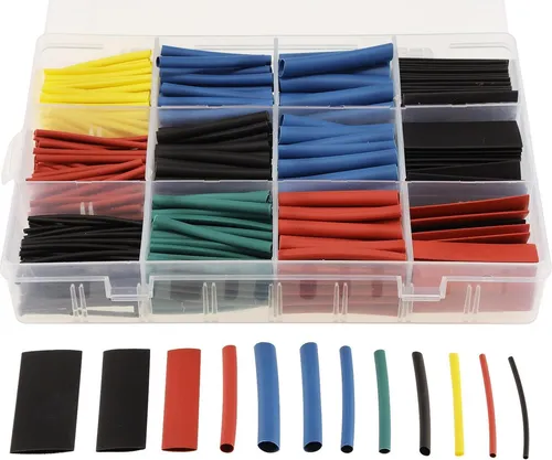 Schrumpfschlauch-Sortiment 560-teilig I Schrumpfrate 2:1 I 45mm lang I 11 Größen I 5 Farben Bunt