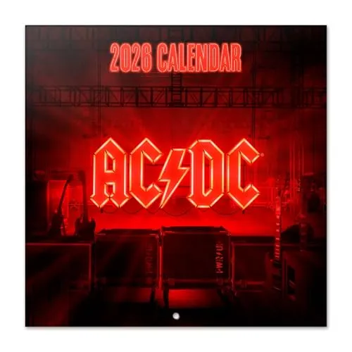 Grupo Erik Kalender 2026 Wandkalender AC/DC Kalender 2026 Familienplaner 30 x 30 cm 12 Monate + Letzten 4 Monate 2025 auf einer Seite - Offizieller Fanartikel Merch