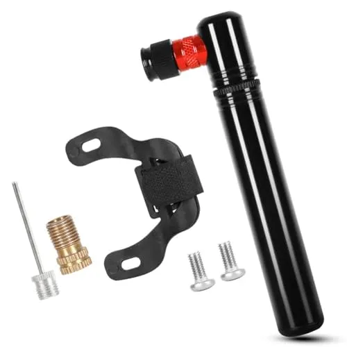 Hipzeepo Tragbare Fahrradpumpen 130psi Minifahrradpumpe Tragbarer Reifeninflator für Rennrad und Mountainbike Integriertes Ventil Schwarz