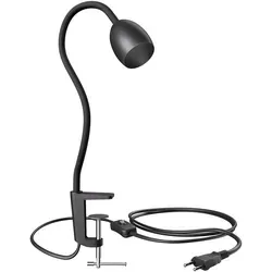 ledscom.de Klemmleuchte, Schwanenhals KLUK, Schalter, schwarz matt, 1x GU10 max. 60W