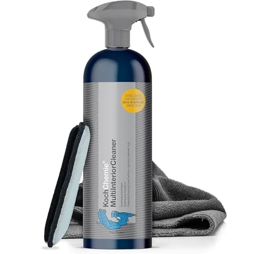 autopflege Auto Reinigungsset Innenraum | Koch Chemie Multi Interior Cleaner 750ml Innenraumreiniger + Mikrofasertuch + Mikrofaser Pad |Effiziente Reinigung von Polster Textil Kunststoff