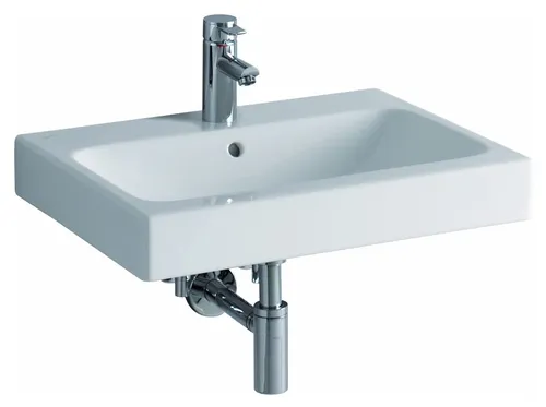 Geberit iCon Waschtisch 60 cm - Elegantes Badkeramik Waschbecken - Waschbecken in Weiß, mit 1 Hahnloch und Überlauf, ideal für die Kombination mit Geberit Unterschränken für eine stilvolle Badgestaltung.
