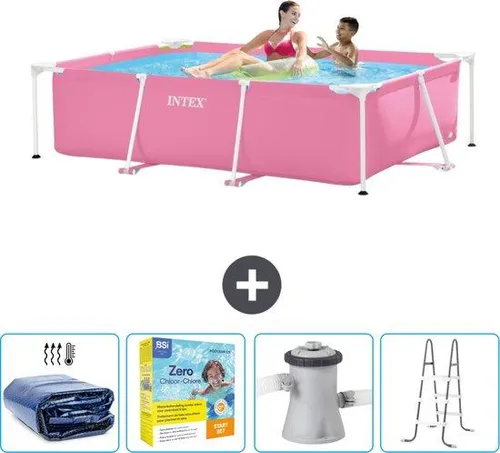 Rechteckiges Schwimmbecken 220 x 150 x 60 cm mit Sonnensegel und Reinigungspaket