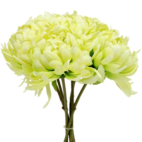Strauß künstliche Chrysanthemen Creme Gelb 28cm 6er Set Deko-Blumen