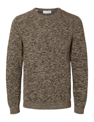 SELECTED HOMME Herren Slhvince Knit Bubble Crew Neck Noos Pullover, Chocolate Torte, L EU
