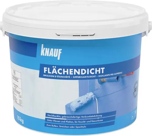 Knauf Flächendicht Flüssig-Abdichtung 10 kg - Dichtmaterialien für Wände und Böden, gebrauchsfertig mit hohem Wassersperrvermögen, ideal für Feuchträume, schnelle Trocknung in nur 3 Stunden.