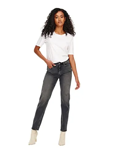 ONLY Regular-fit-Jeans grau 32 - Moderne High Waist Jeans in unifarbenem Design, ideal für vielseitige Outfits und optimalen Tragekomfort dank 99% Baumwolle.