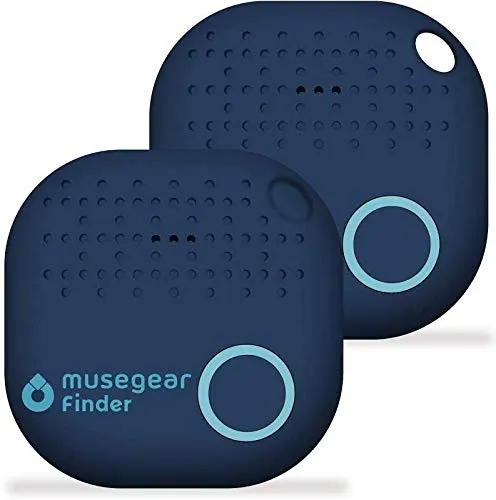 musegear Schlüsselfinder mit Bluetooth App aus Deutschland I Maximaler Datenschutz I dunkelblau 2er Pack I Für iOS & Android I Schlüssel Finden