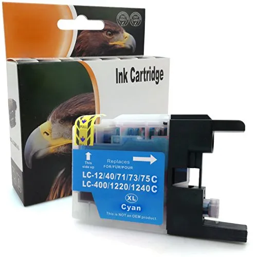 1x Druckerpatrone Cyan kompatibel mit Brother LC-1240 DCP J525 W MFC J430 W J5910 DW J625 DW J6510 W J6710 DW J6910 DW ersetzt LC-1220 LC-1240 LC12/40/71/73/75