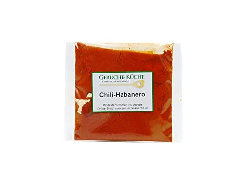 Chili Habanero gemahlen | 20g | extrem scharf | Schärfegrad 10.000 - 230.000 Scoville | scharfes Chili Pulver | Chilipulver | Habaneropulver | Gerüche-Küche |