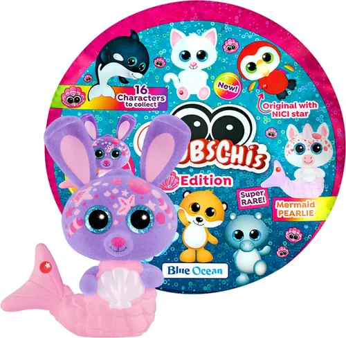 Blue Ocean Glubschis Sammelfigur Shellina - Muschel Serie 4 mit Glitzeraugen - Entdecke die seltene Glubschi Figur Shellina aus der Muschel Serie 4! Mit Glitzeraugen und original NICI-Stern, perfekt zum Sammeln. Ideal für Sammler und Fans!