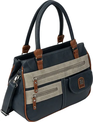 EAAKIE Damen Schultertasche Henkeltasche Leder Optik BLAU-GRAU - Umhängetaschen mit zwei großen Hauptfächern, wasserabweisend und ideal für Freizeit, Schule und Arbeit. Maximale Flexibilität durch längenverstellbaren Gurt.