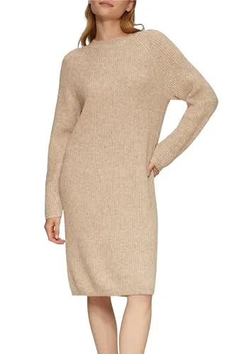 s.Oliver Strickkleid mit Raglanärmeln - Hellbraun (Gr. 42) - Freizeitkleid für Damen aus weichem Strick mit wärmender und elastischer Qualität, ideal für gemütliche Tage. Das Kleid überzeugt durch Raglanärmel und modische Rippstruktur.
