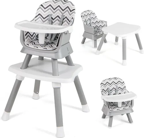 COSTWAY 6-in-1 Babyhochstuhl - Multifunktionaler Kinderhochstuhl, umwandelbar in 6 Modi, inklusive Sitzerhöhung und Bausteintisch, ideal für wachsende Babys von 6-36 Monaten.