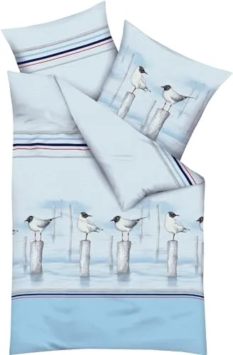 Kaeppel Bettwäsche Möwen Seersucker hellblau 135x200 cm in blau von Kaeppel