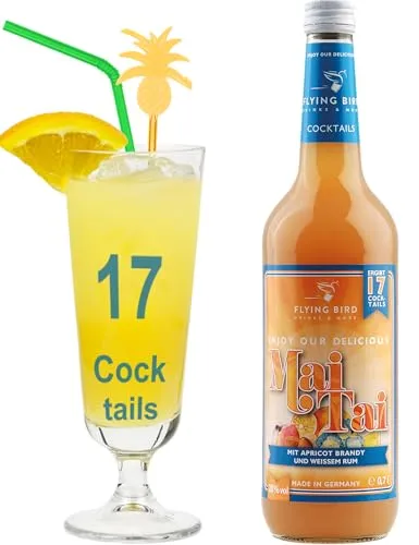 Flying Bird Mai Tai für 17 leckere Cocktails | 0,7l Flasche mit allen Zutaten | Einfach mit Orangensaft mixen, fertig