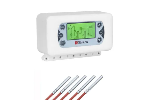 ganz24 Thermodetektor TSol 500 Solar Temperatur-Differenzregler - 27 Anlageschemen, 1x TSol 500, 5x Temperaturfühler, 1x Aufputzkasten, Übersichtliches Display