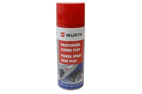 Würth FLO10057 Sprühkleber Power Plus - Transparent 1-Pack - Sprühkleber für starke Haftung mit schneller Trocknung und hoher Temperaturbeständigkeit bis 110 Grad. Ideal für vielseitige Anwendungen in Handwerk und Industrie.