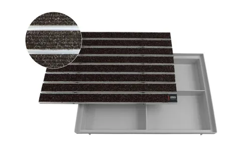 Emco Fußmatte Eingangsmatte DIPLOMAT + Bodenwanne, Large Rips Braun, rechteckig, Höhe: 75 mm, Größe: 600x400 mm, für Innen- und überdachten Außenbereich