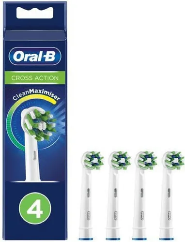 Oral-B CrossAction Aufsteckbürsten 4 Stück - Ersatzbürsten für elektrische Zahnbürsten mit CleanMaximiser-Technologie, die anzeigt, wann ein Wechsel nötig ist. Optimale Plaque-Entfernung für gesünderes Zahnfleisch.