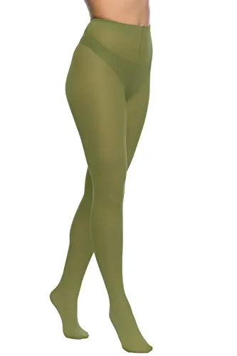 Yenita 3er Pack Damen Strumpfhosen 70 Den, Matte, Blickdichte Mikrofaser Strumpfhose (S, Oliv 3er Pack)