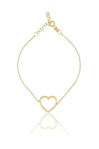 Einzelstück® edles Armband mit Herz I Roségold I 925 Silber I Gold vergoldetes Schmuckset (Heart Armband Gold)