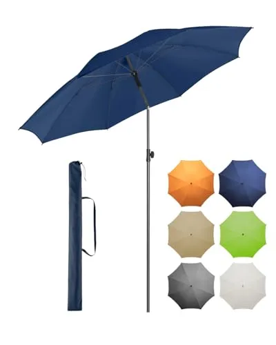 FARE Sonnenschirm Gr. L - 200 cm Durchmesser mit UV-Schutz 50+ - Sonnenschirm für Balkon und Garten mit stabilem Titan-Finish, UV-Schutz 50+ und praktischer Tragetasche für einfachen Transport und Nutzung im Sommer.