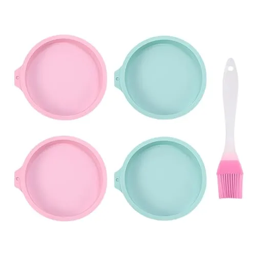 Stück Heißluftfritteuse-Eierformen, 1 Stück Silikonpinsel, Heißluftfritteuse-Auflaufförmchen, Silikon-Eierset, Heißluftfritteuse-Kuchenformen, Wiederverwendbare Backwerkzeuge (Rosa, Grün) 4