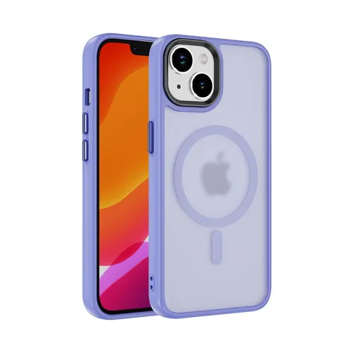Magsafe Handy Hülle für Apple iPhone 14 Violett Cover Bumper Schutz magnetisch