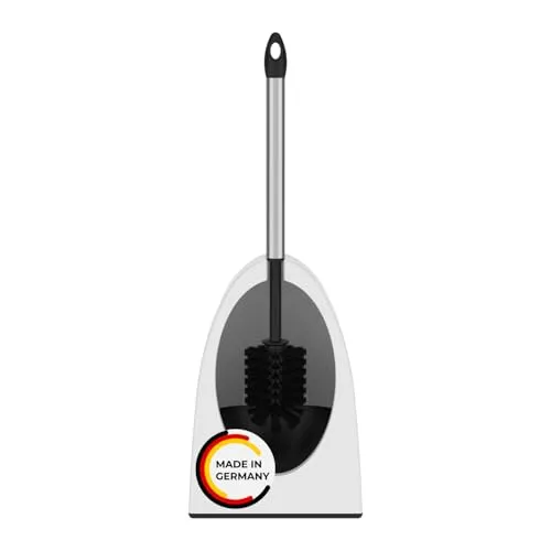 Rival WC-Garnitur Ergonomic mit verchromtem Stiel & Rundbürste – Toilettenbürste mit sicherer Halterung – WC Garnitur mit Leichter Handhabung – WC Bürstengarnitur als Badezimmer Deko – Klobürste