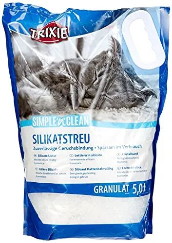 Trixie Simple'n'Clean Silikatstreu 5L TX4026 - Katzenstreu mit hervorragender Geruchskontrolle und Staubminimierung, ideal für Allergiker und sorgt für eine saubere Umgebung für Ihr Haustier.
