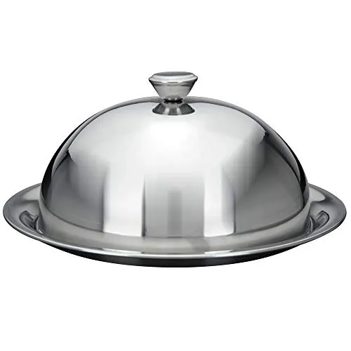 Koopmann International Speiseglocke mit Teller - 24 cm - Tellerglocke - Kseglocke - Servierglocke - Servierteller - Servierhaube, Silber