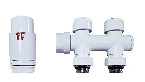 Anschlussgarnitur inkl. Thermostat - Mittelanschluss in Weiß - Hochwertige Anschlussgarnitur mit 50 mm Mittelanschluss, einstellbarem Frostschutz bei 6°C und integriertem Hydrosensor für optimale Temperaturregelung.