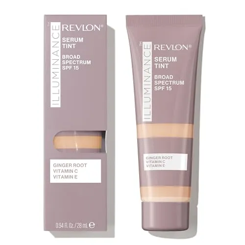 Revlon Illuminance Tinted Serum, Grundierungsserum Triple Hyaluronic Acid, vereinheitlicht den Hautton, hellt auf und spendet Feuchtigkeit für den ganzen Tag, SPF 15, 301 Cool Beige, 28 ml