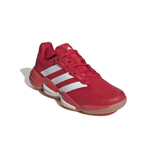 adidas Hallen-Indoorschuhe Stabil 16 2025 rot Herren, Größe 47 1/3 (12,5) - Badmintonschuhe Herren mit adidas BOOST Zwischensohle für maximale Energierückgabe und atmungsaktivem Obermaterial für besten Tragekomfort während des Spiels.