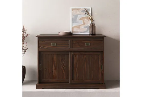 IDIMEX Kommode SAVONA, Kommodenschrank mit 2 Schubladen und Türen aus Holzoptik nussbaum