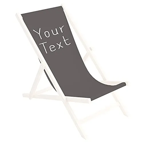 Ferocity Ersatz-Stoffbezug 131x44 cm Wechselbarer Liegestuhl Stoffbezug 100% Polyester für Holz-Liegestuhl Klappliegestuhl Personalisierbar Your Text Grau [119]