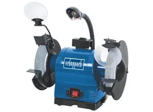 Scheppach BG200 Doppelschleifer - Vielseitiger Schleifer für Metall und Werkzeuge - Schleifmaschinen für präzises Schärfen und Schleifen von Metallrohren, Messern und mehr, angetrieben von einem leistungsstarken 550 Watt Induktionsmotor.