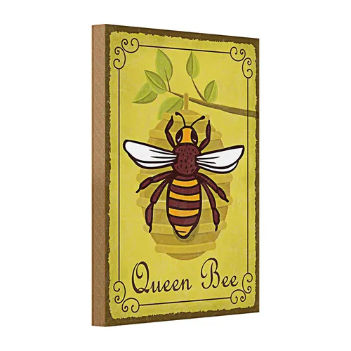 Holzschild Hinweis 20x30cm Queen Bee Biene Honig Imkerei