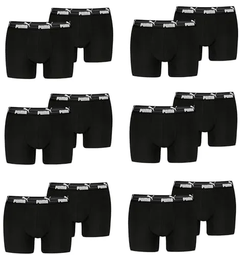 PUMA Herren Boxershorts Bold im 12er Pack, M, 001 - Black - Praktisches 12er Pack Puma Boxershorts: Atmungsaktiv und feuchtigkeitsregulierend für hohen Tragekomfort. Vielseitig für Alltag, Freizeit und Sport. Pflegeleicht und langlebig, ideal für stilbewusste Männer!