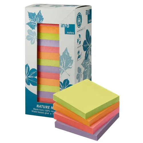 inFO Recycling Haftnotizen farbsortiert, 16 Blöcke