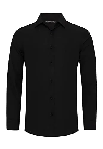 Redbridge Premium Langarmhemd Schwarz - Bügelleicht & Vielseitig - Klassisches Langarmhemd in Schwarz, ideal für Büro und Freizeit. Hochwertige Baumwollmischung für besten Tragekomfort. Pflegeleicht und kombinierbar mit verschiedenen Outfits.