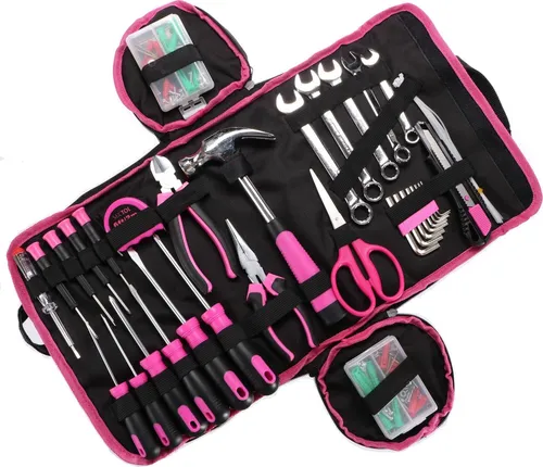 SIXTOL HOME PINK 120 BAG Werkzeugset - Werkzeug-Sets: 120-teiliges Set in praktischer Tasche für schnelle Reparaturen – ideal für Haushalt und Garage, hochwertig und mobil.