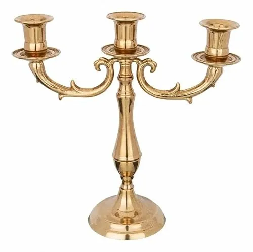 Kerzenständer Messing Kerzenleuchter Gold Kerzenhalter Höhe 28cm Mehrarmig 3 Armig Massiv Kandelaber Hochzeitsdekoration Kerzenschale Tischdekoration