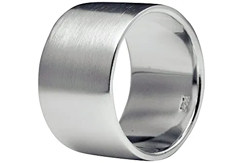 SILBERMOOS Damen und Herren Bandring Partnerring klassisch mattiert 925 Sterling Silber, Größe:62
