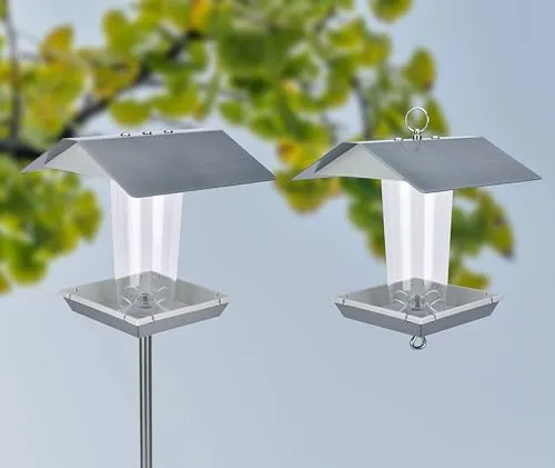 BOLD Vogelhaus mit Ständer - Wetterfest und Praktisch - Futterstation für Wildvögel, robust und wetterfest, ideal zum Hinstellen oder Aufhängen. Mit integriertem Schutzdach für trockene Futterversorgung und einfache Reinigung.
