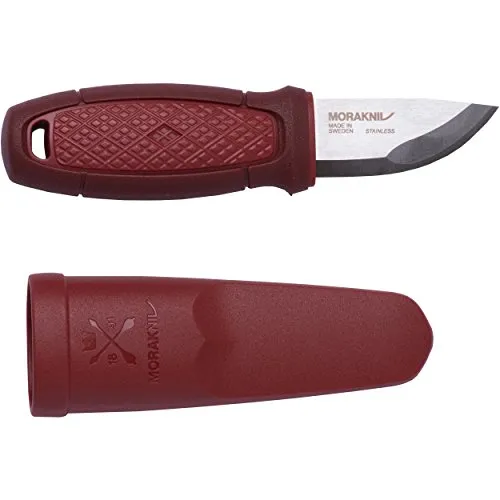 Morakniv Eldris Outdoormesser mit rotem Kunststoffgriff - Gürtelmesser mit ergonomischem Design, perfekt für Outdoor-Abenteuer und präzises Schneiden.