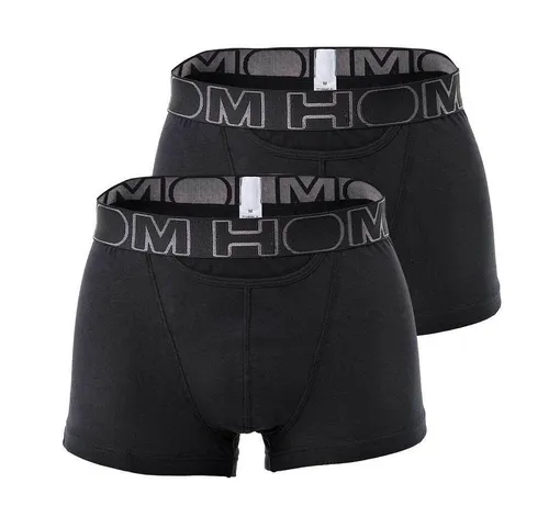 HOM Herren Boxer Briefs 2-Pack 'Boxerlines HO1' - All Black XL - Retroshorts für Herren, hochwertige Baumwolle für optimalen Tragekomfort und perfekte Passform.