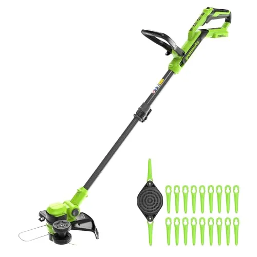 Greenworks 24V Akku-Rasentrimmer mit 30 cm Schnittbreite - Rasentrimmer & Motorsensen – Leistungsstark und kabellos mit 90° drehbarem Motorkopf für präzises Trimmen in jedem Winkel, ideal für kleine bis mittelgroße Gärten.