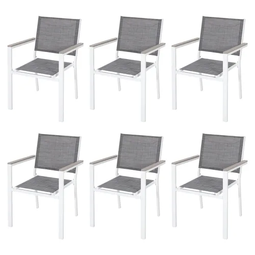 Avestar Gartenstühle 6er Set – Wetterfeste Outdoor Stapelstühle mit Armlehnen - Genießen Sie den Komfort der Avestar Gartenstühle aus robustem Metall und atmungsaktivem Textilene. Ideal für Balkon und Terrasse, platzsparend stapelbar und mit Kunstholzarmlehnen für zusätzlichen Stil.